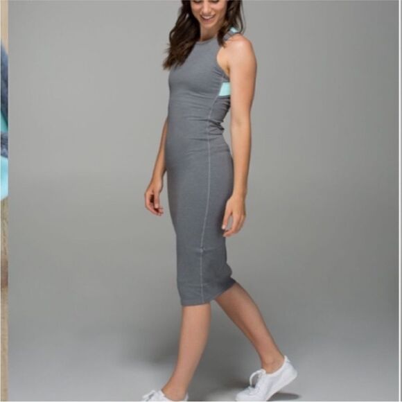 Lululemon Picnic Play Racerback Heathered Slate Gray Midi Dress - Picture 1 of 15